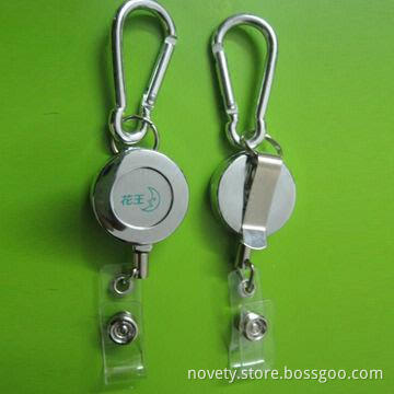 Badge Reels/Holders with Climbing Hook, Made of Metal Material, Sized 28mm